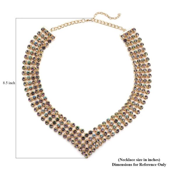 Magic Color Austrian Crystal Multi Layer Wedding Necklace 20-22 Inches - Picture 4 of 4